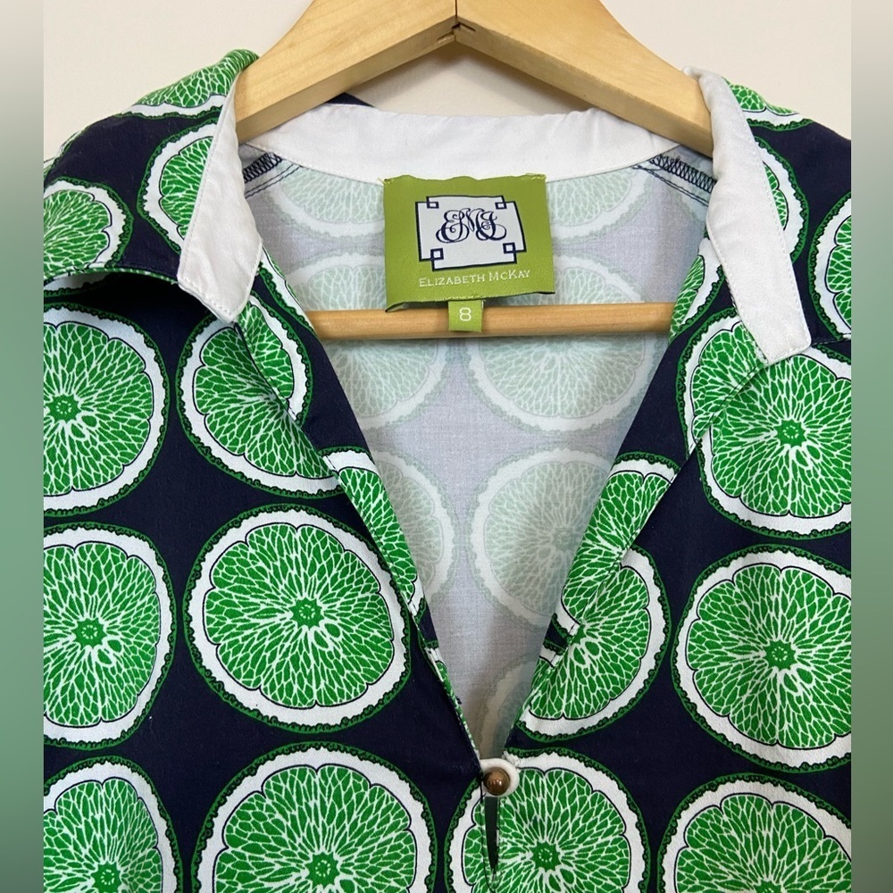 Elizabeth McKay Lime Print Tunic Dress Size 8 Citrus Retro Preppy Resortwear - Picture 8 of 10